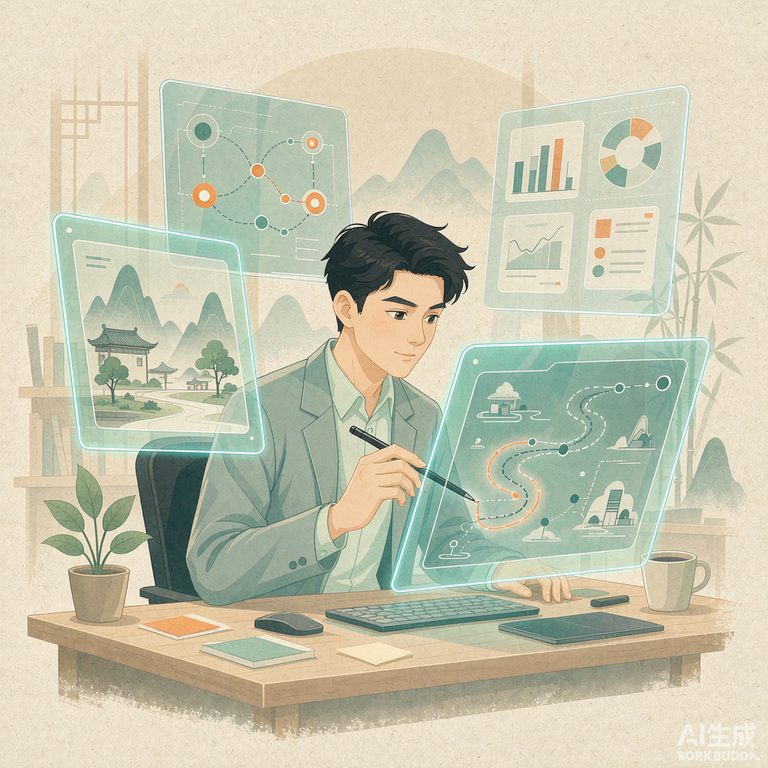 AI 策划师职业形象插画(AI 生成示意,非真实人物)