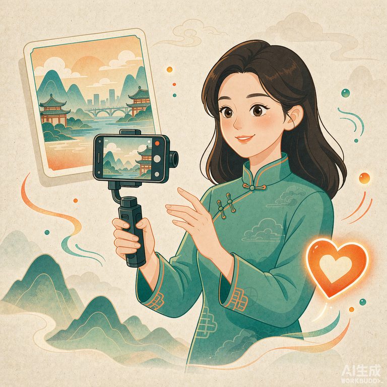 文旅创意达人职业形象插画(AI 生成示意,非真实人物)