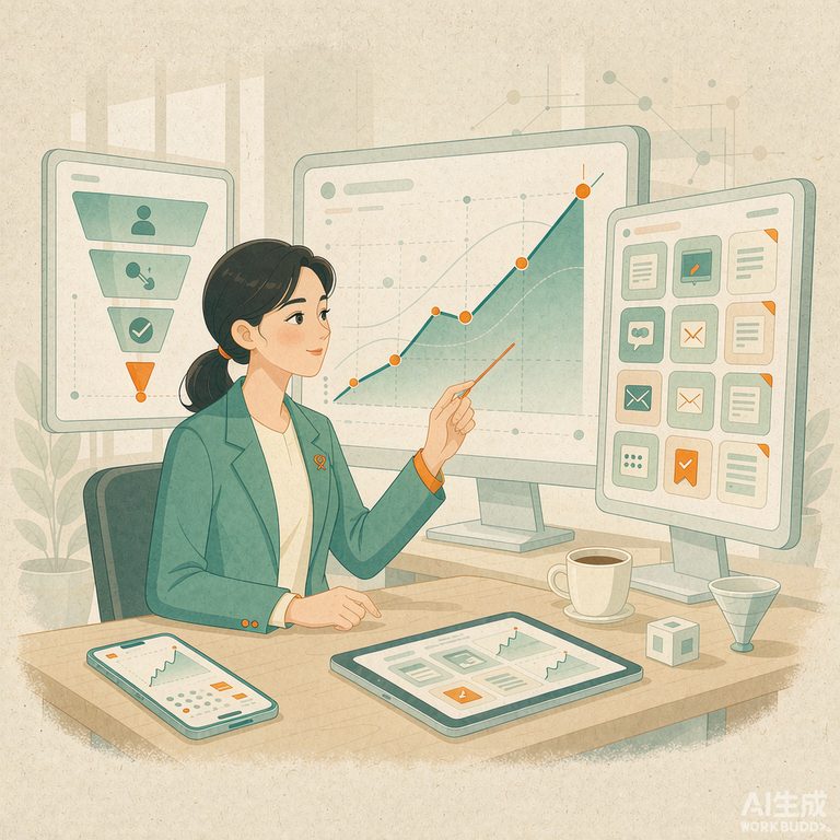 AI 新媒体数字营销师职业形象插画(AI 生成示意,非真实人物)