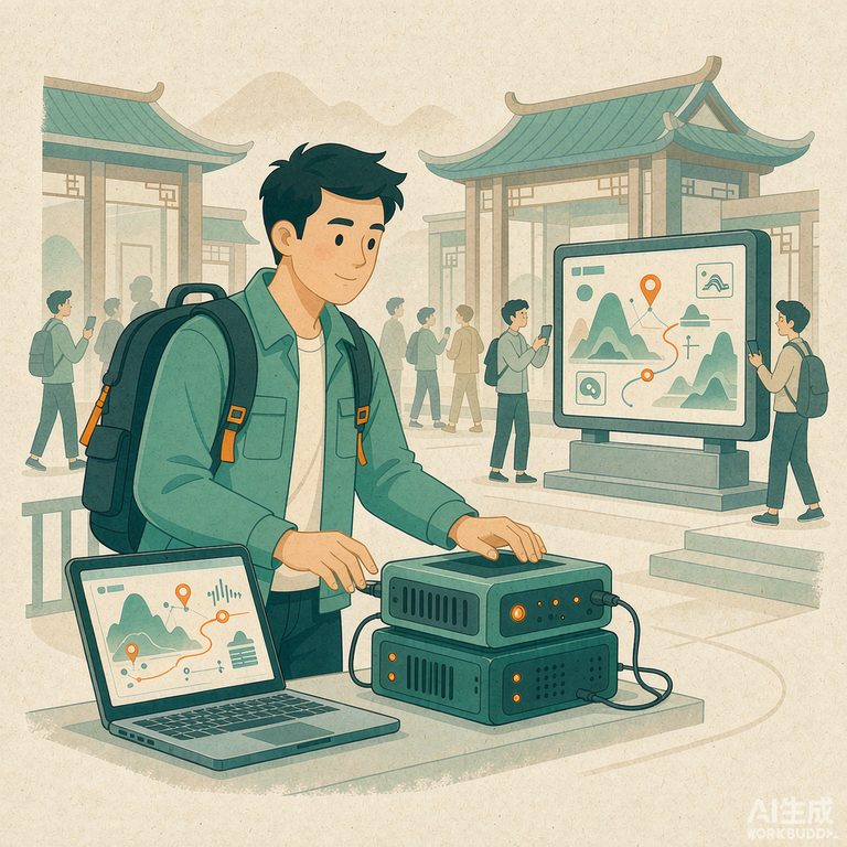 FDE 文旅项目工程师职业形象插画(AI 生成示意,非真实人物)